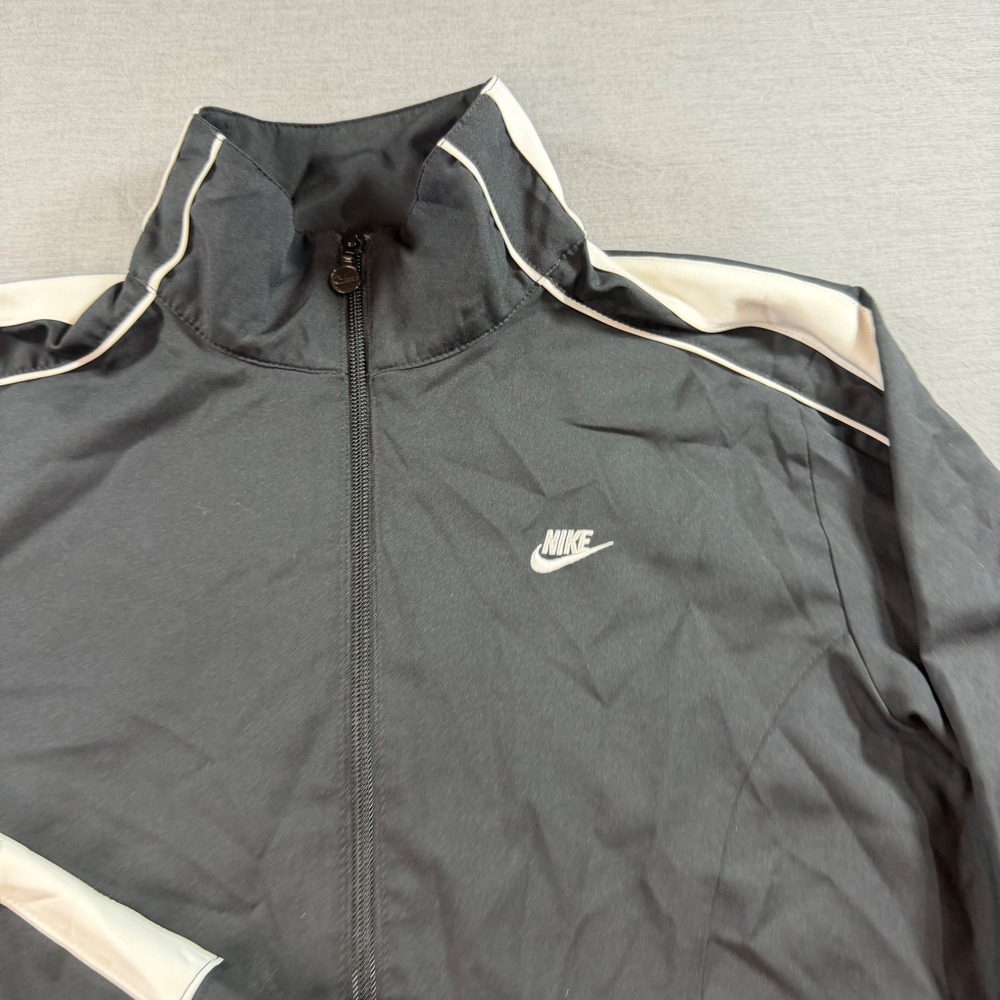 Nike Track Jacket Youth Large Black Good White Stripes Full Zip Sportswear - Picture 3 of 8